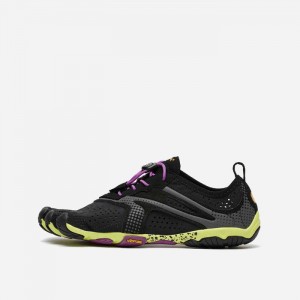 Vibram V-Run Women's Training Shoes Black / Yellow / Purple | PFYMWXJ-87