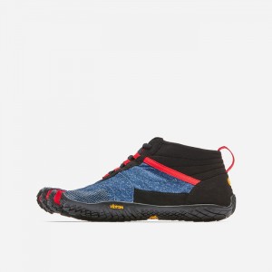 Vibram V-Trek Denim Men's Hiking Shoes Blue / Red | YAZUWRD-65