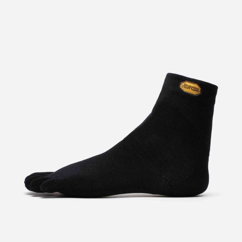 Vibram 5TOE Crew Wool Socks Black | KLXTNOR-69