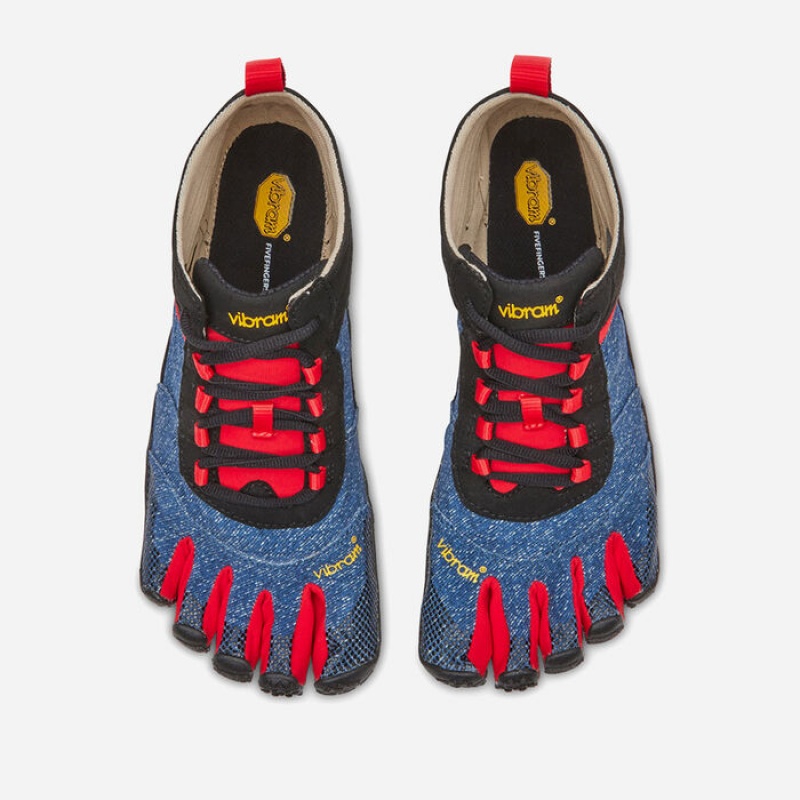 Vibram V-Trek Denim Men's Lifestyle Shoes Blue / Red | ZTQALRN-46