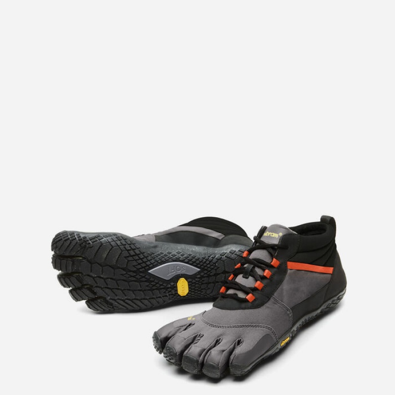 Vibram V-Trek Insulated Men's Hiking Shoes Black / Grey / Red | SZRBNPF-71