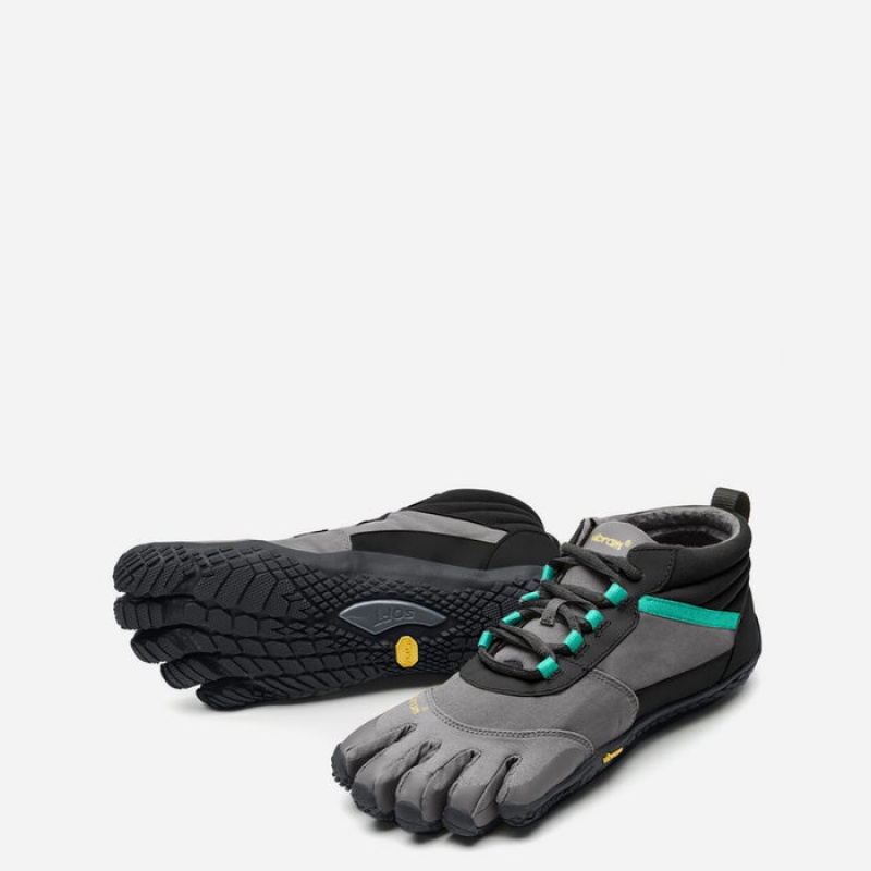 Vibram V-Trek Insulated Women's Hiking Shoes Black / Grey / Green | KGQNLPF-25